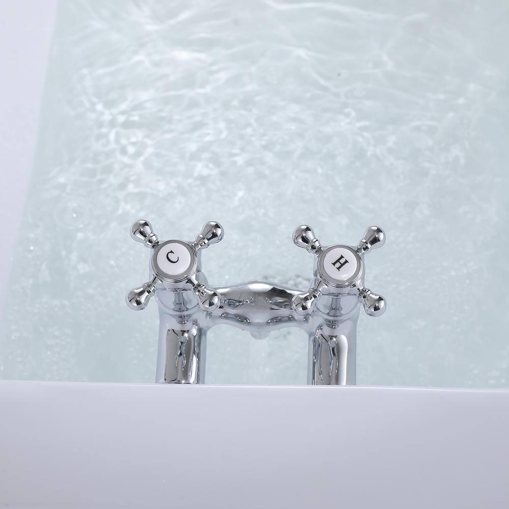 SUMERAIN Wall Mount Tub Faucet Vintage Leg Tub Filler 3-3/8 Inch Center High Flow Chrome