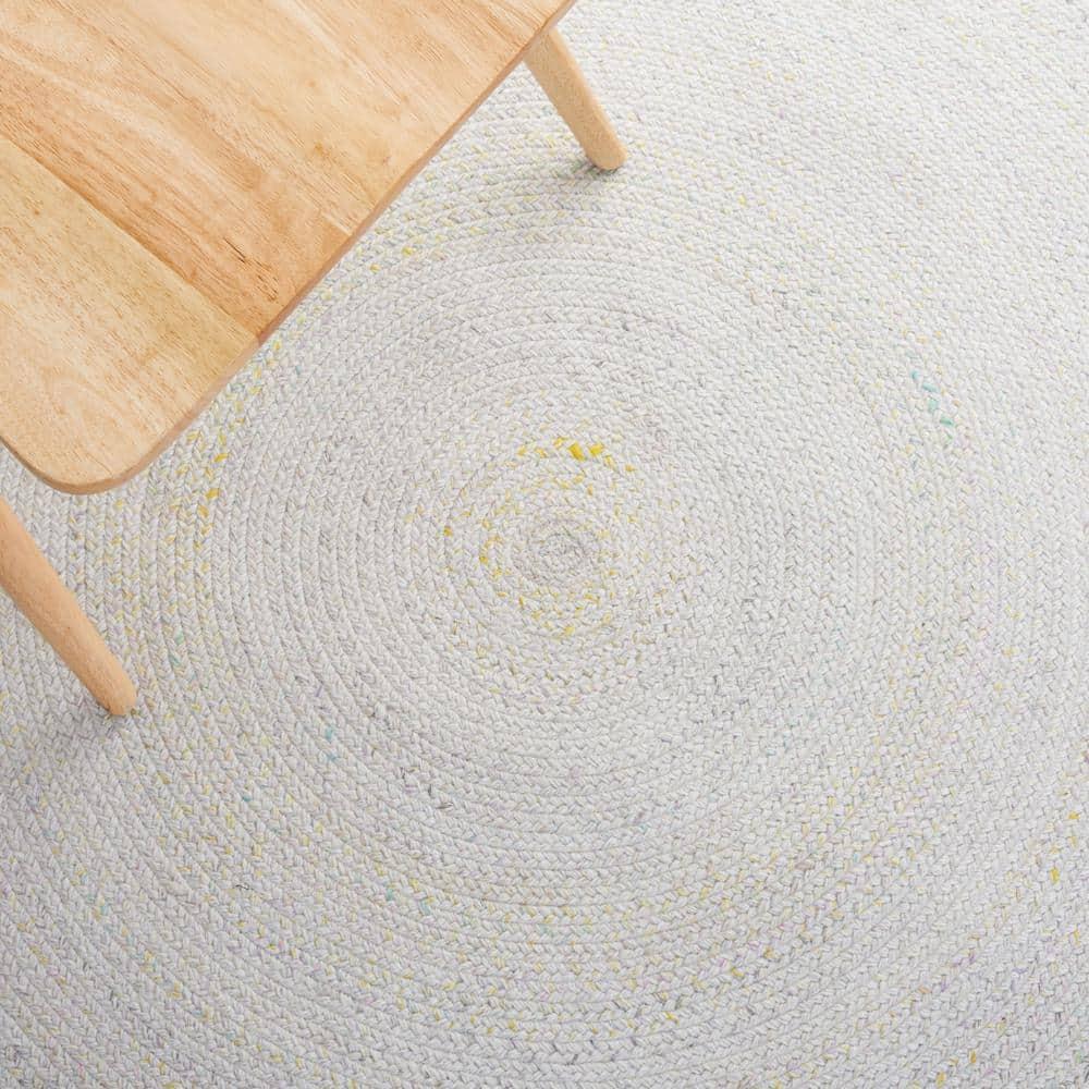 Braided BRD804 Hand Woven Area Rug - Ivory/Yellow - 3' round - Safavieh.