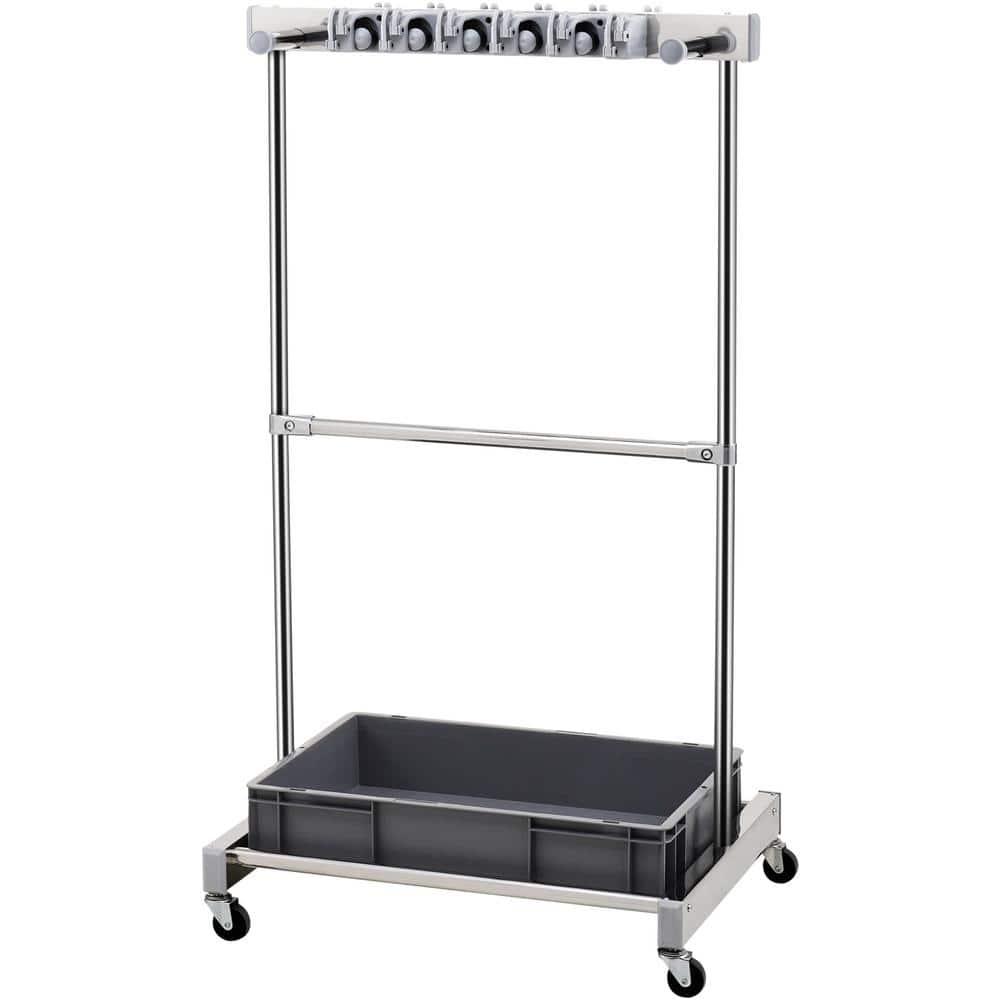 VEVOR Garden Tool Organizer, 10 Slots with Hooks, Yard Tool Tower Rack with Wheels for Garage Organization and Storage, Hold Long-Handled Tool/Rake