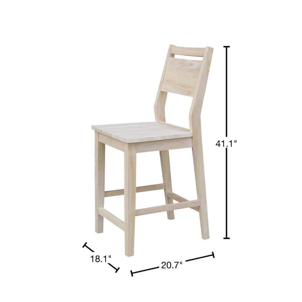 International Concepts Wood Slat Back Aspen Counter Height Panel Stool - Unfinished - 24" Seat Height