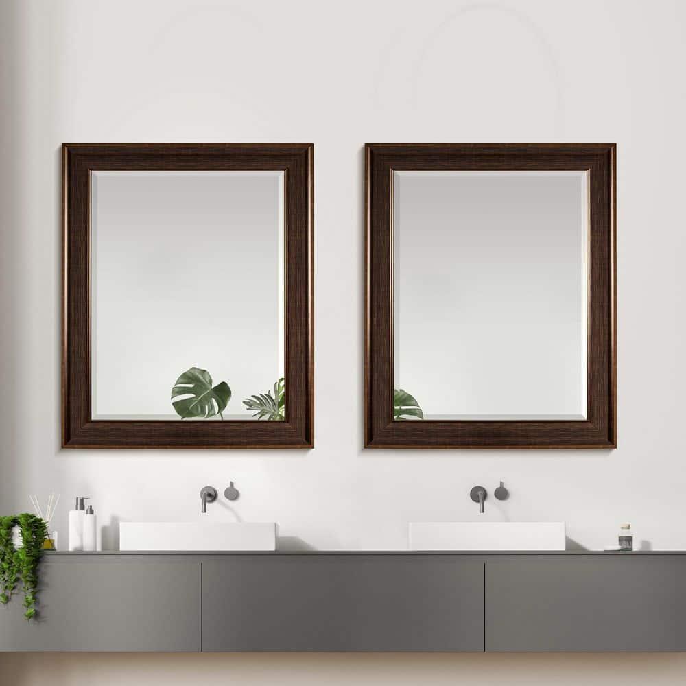 Head West Oil rubbed Bronze Framed Beveled Accent Wall Vanity Mirror - 28 x 34