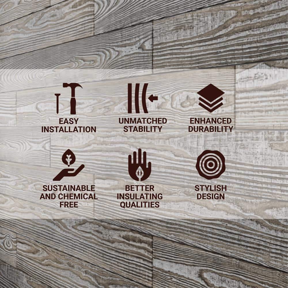 Thermo-Treated 1/4 in. x 5 in. x 4 ft. Barn Wood Wall Planks (10 sq. ft. 6-Pack)