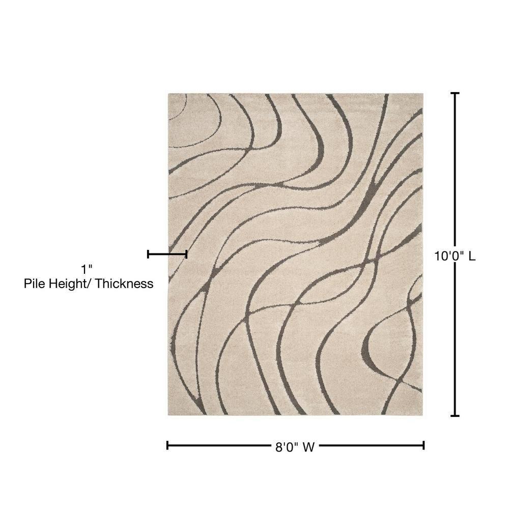 Florida Shag SG471 Power Loomed Indoor Area Rug - Cream/Grey - 8'x10' - Safavieh