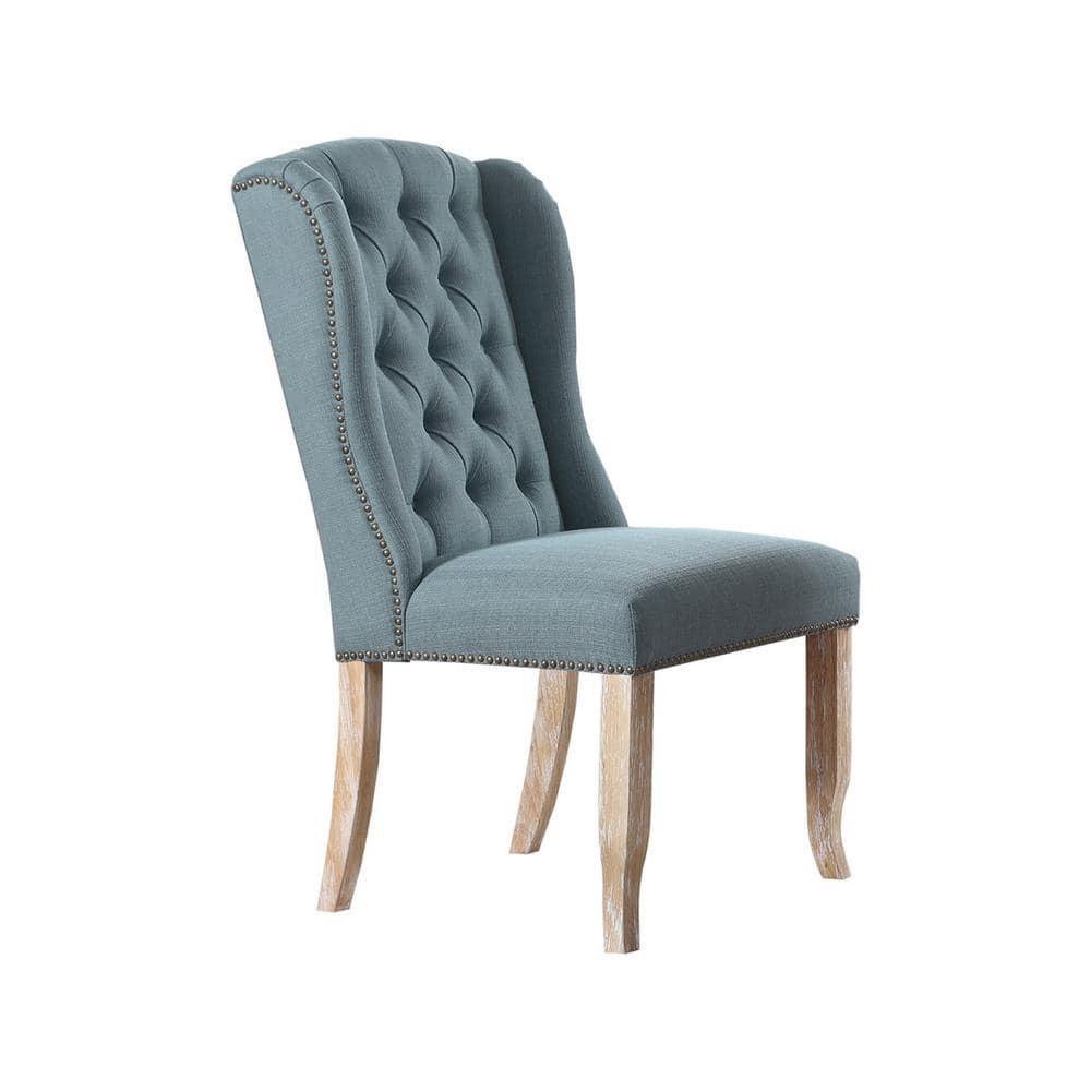 Best Master Huntington Tufted Back Fabric Dining Side Chair- Sea Blue (Set of 2)