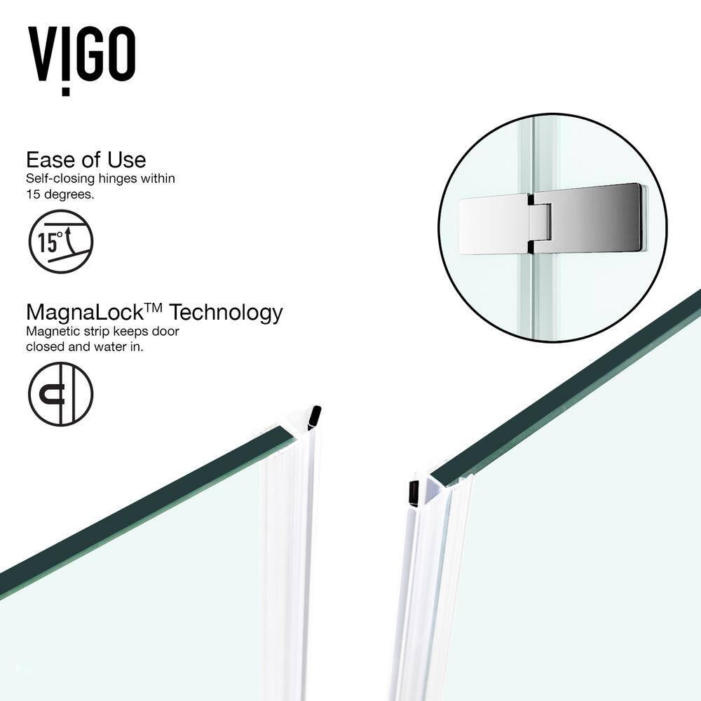 VIGO Monteray 46" W x 30" D x 73" H Hinged Frameless Shower Enclosure with 3/8  Clear Glass VG6011CHCL48
