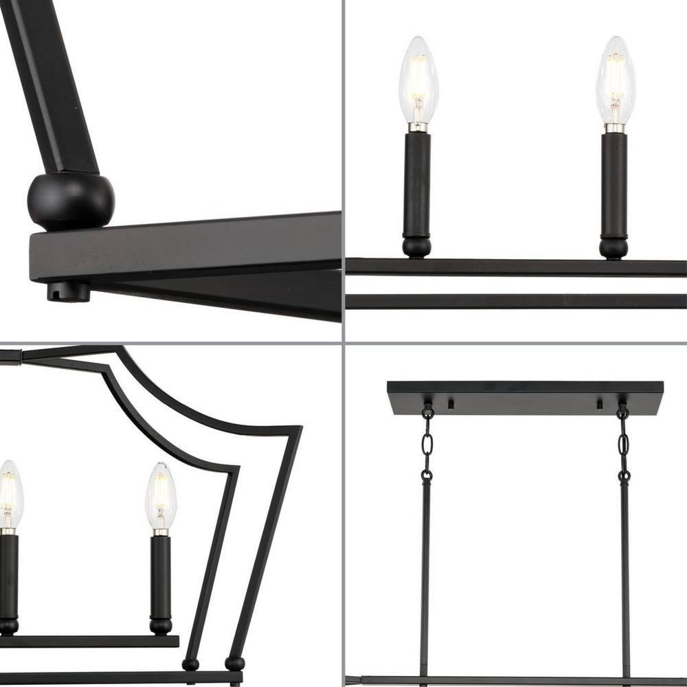 Progress Lighting Parkhurst 6-Light Linear Chandelier, Matte Black, No Shade