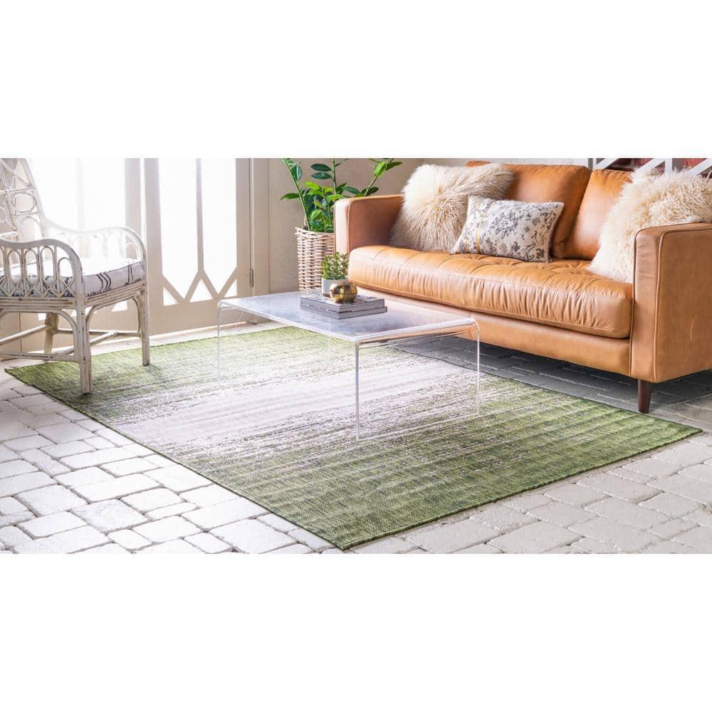 Unique Loom 9' 0 x 12' 2 Rectangle Indoor/Outdoor Modern Green Area Rug