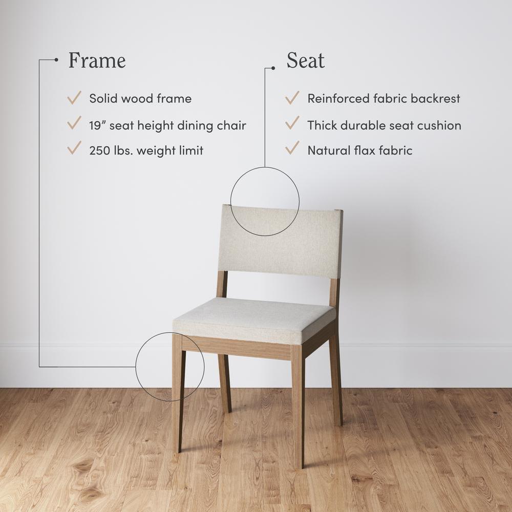 44" Linus Wood Sling Back Chair with Cushion, Flax Upholstery - Nathan James: Easy 20 Min Assembly