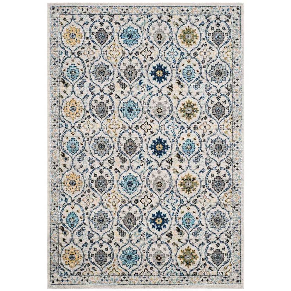 Evoke EVK210 Power Loomed Area Rug - Ivory/Blue - 6'7"x9' - Safavieh.