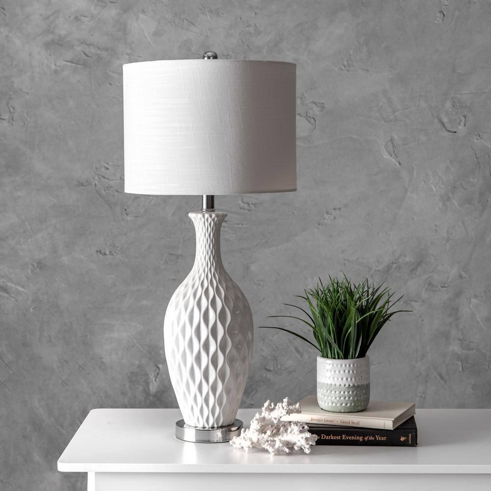 Ivory Ceramic 28" Table Lamp with Linen Shade