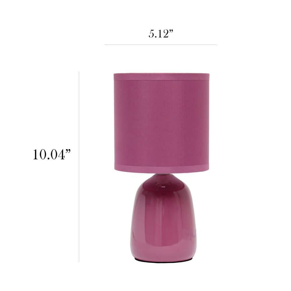 10.04" Traditional Ceramic Thimble Base Bedside Table Desk Lamp with Matching Fabric Shade Mauve - Simple Designs