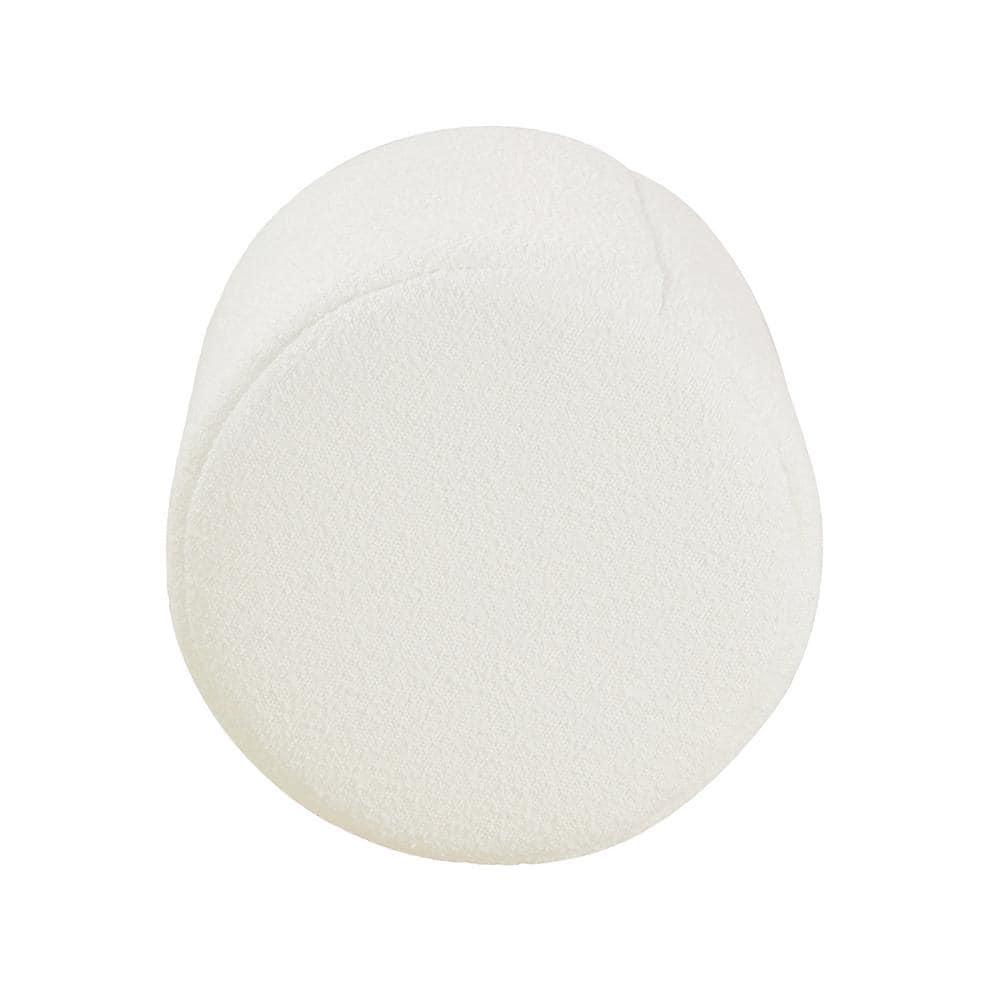 Round Upholstered Ottoman Cream Boucle - HomePop: Textured, No Assembly, 250lb Capacity