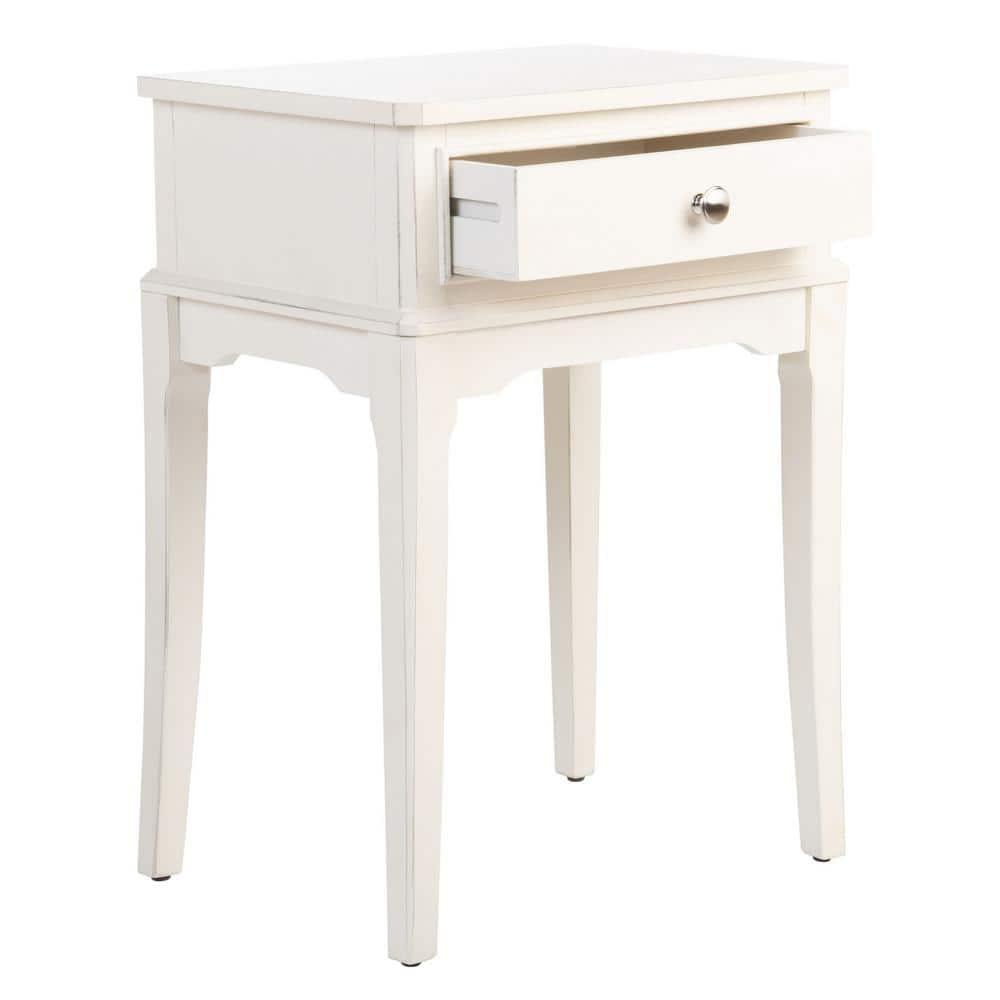 Opal 1 Drawer Accent Table - Distressed White - Safavieh.