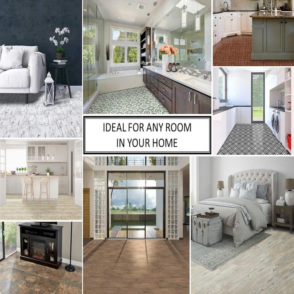 Achim Sterling Self Adhesive Vinyl Floor Tile - 45 Tiles/45 sq. Ft, 12 x 12, Carrera Marble