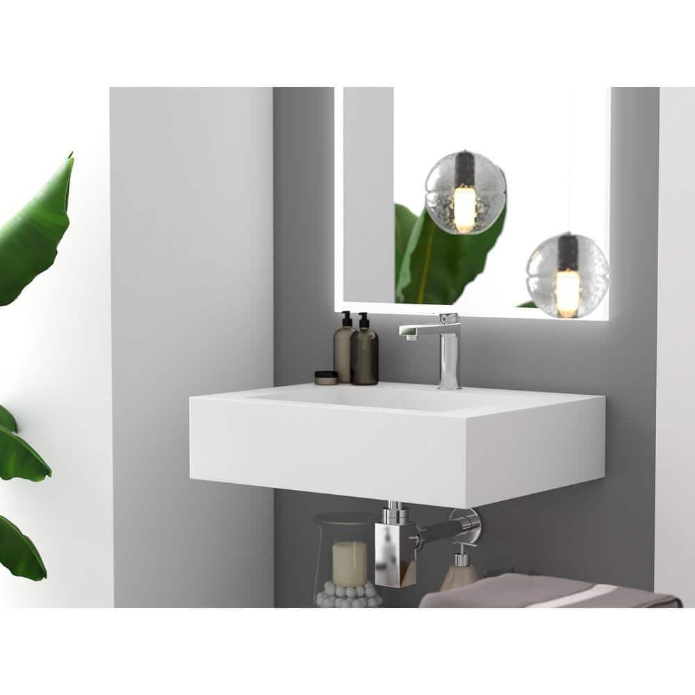 CastelloUSA Pyramid 24" Wall-Mounted Modern Bathroom Sink with Ramp Basin CB-GM-2053-24