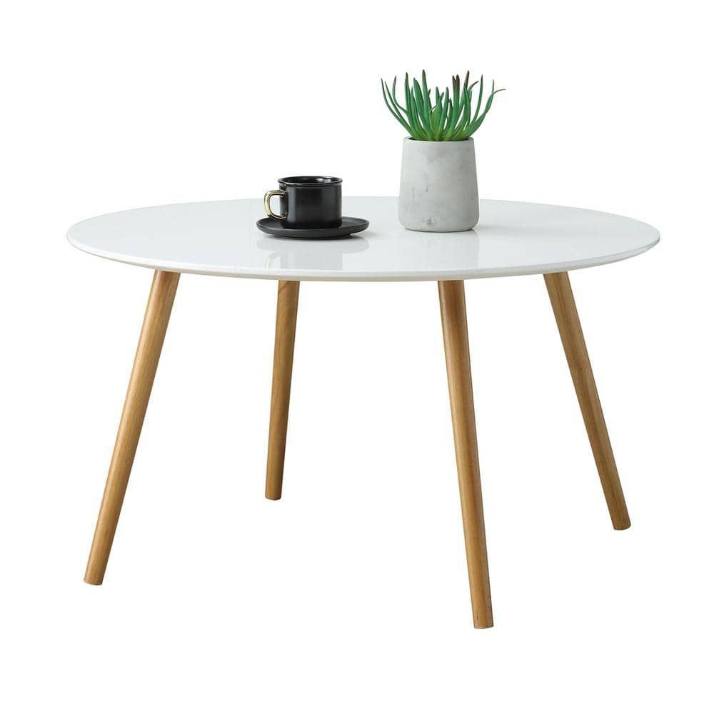 Convenience Concepts Oslo 32" Round Coffee Table in Glossy White Wood Finish