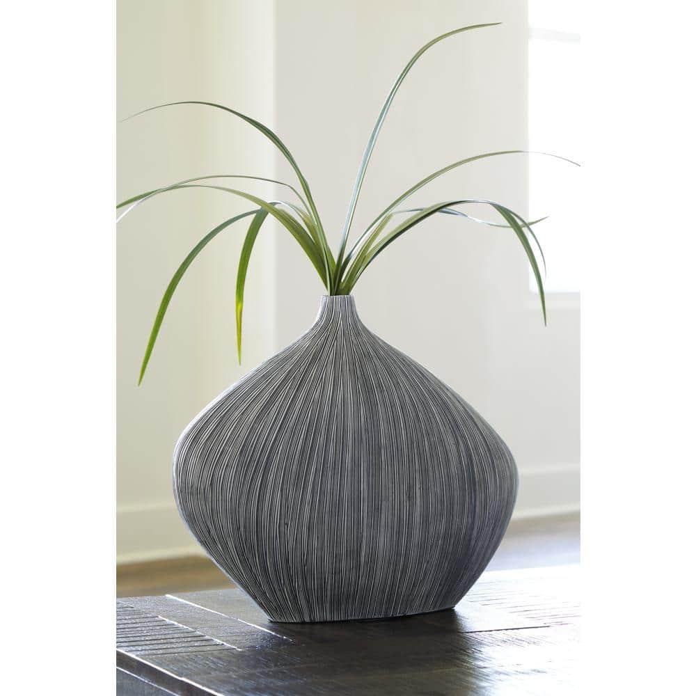Benjara Crew Decorative Vase, Asymmetrical Design, Black Polyresin Frame, 16 Inch