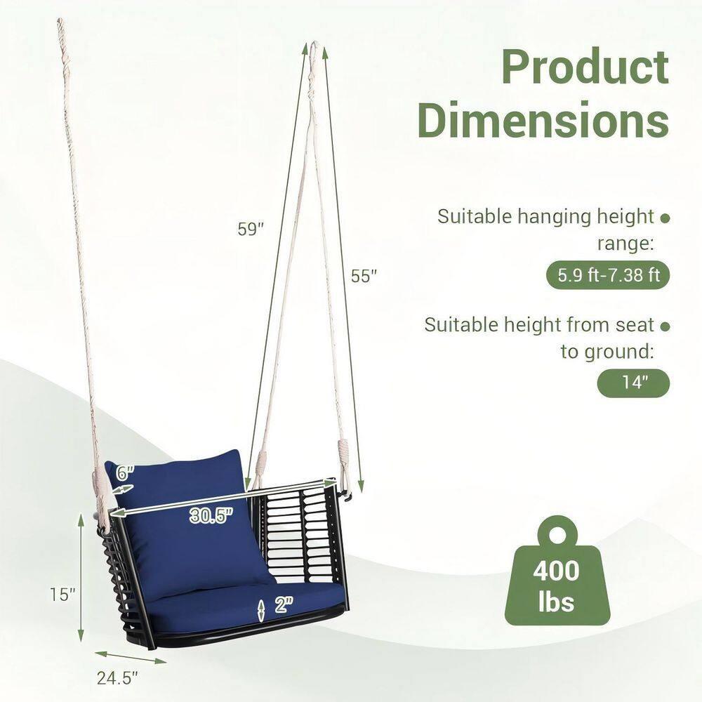 Arlmont & Co. Arlmont & Co. Patio Hanging Rattan Basket Chair Swing Hammock Chair With Seat Cushion