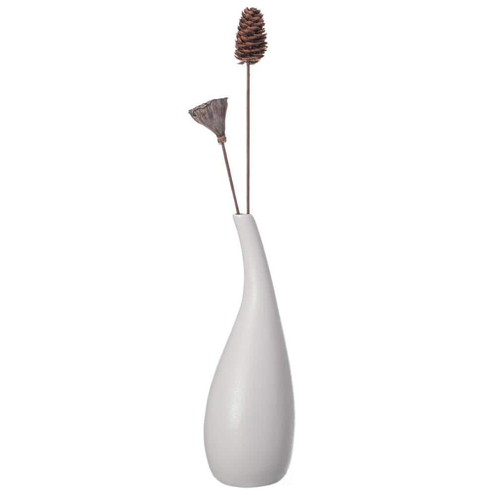 Uniquewise 10-inch Medium White Ceramic Water Drop Vase Modern Teardrop Shape for Home Decor - Perfect for Floating Shelves TV Stands Desks Bookshelves Side Tables Countertops and Contemporary Space
