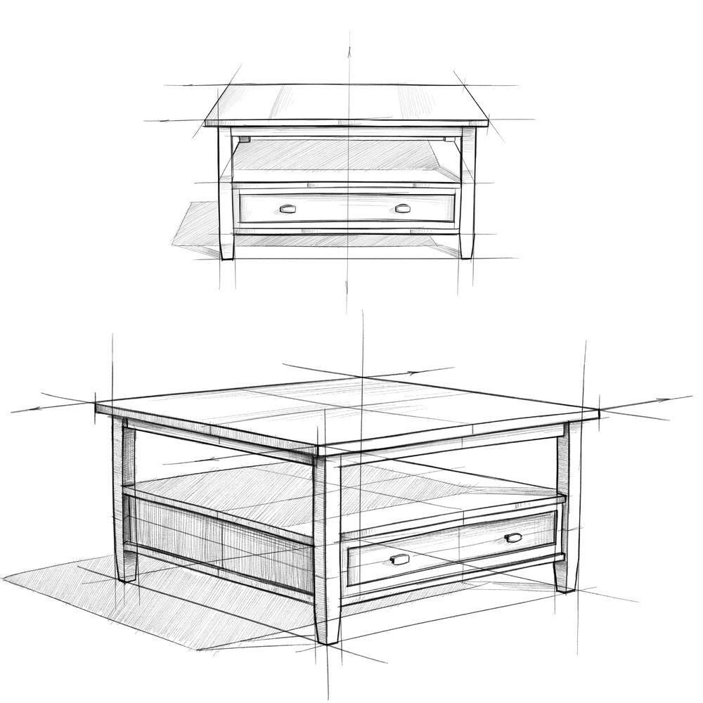 Simpli Home Warm Shaker 36"W Solid Wood Square Coffee Table with Two Drawers and Open Shelf & Reviews | Wayfair