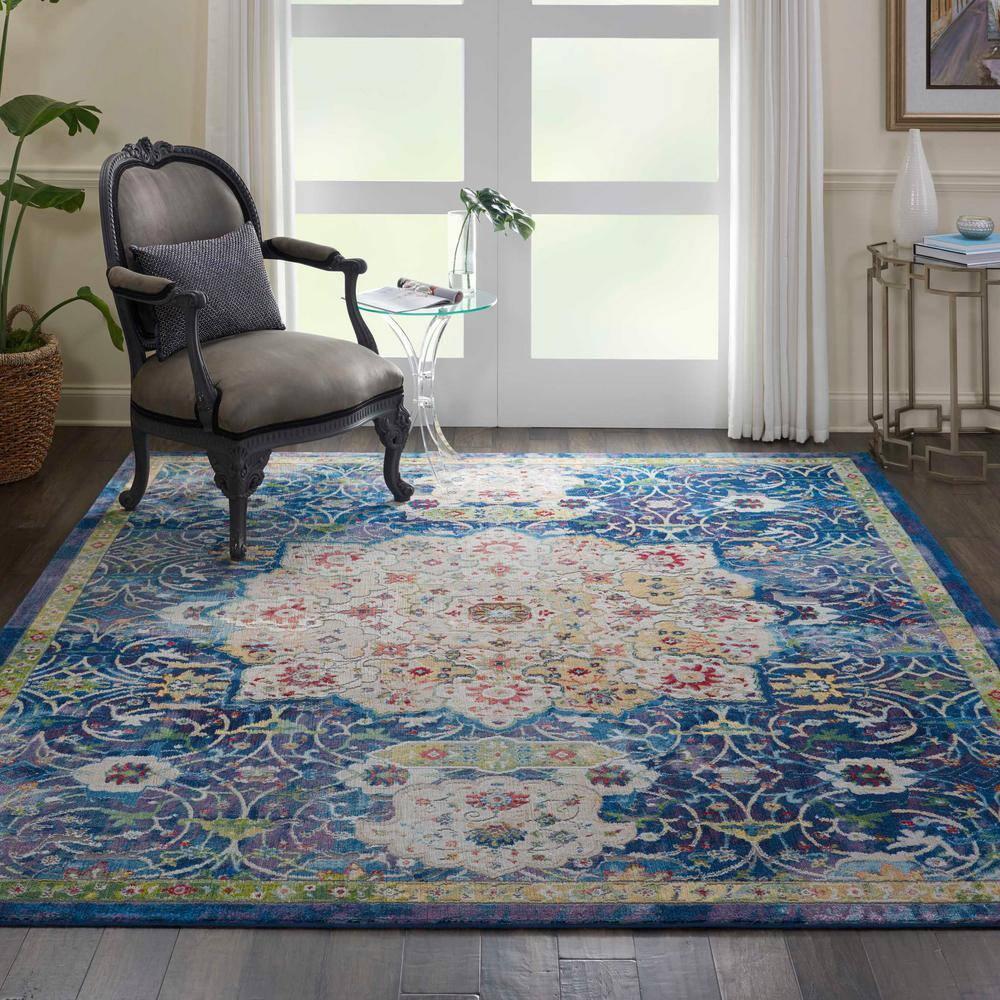 Nourison Global Vintage 7'10" x 9'10" (8' x 10') Blue Area Rug Oushak Vintage Center Medallion by Nourison