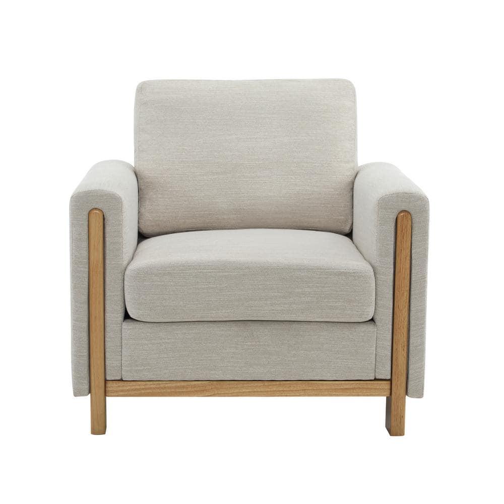 Christopher Knight Home Torrie Modern Rubberwood Upholstered Accent Arm Chair, Beige