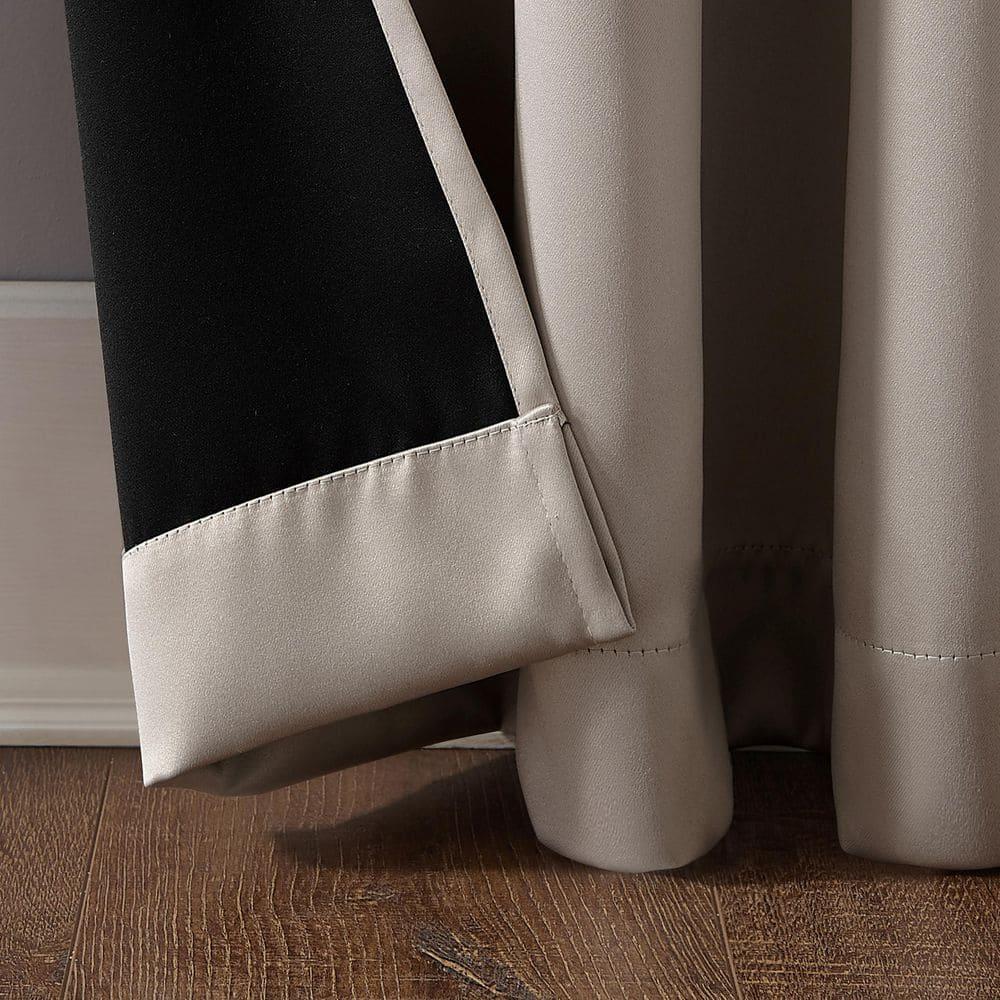 52"x54" Sun Zero 100% Blackout Oslo Theater Grade Grommet Curtain Panel Stone: Solid Beige Indoor Polyester