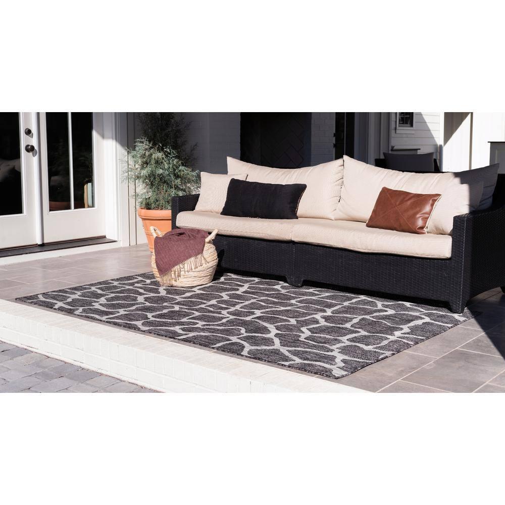 Unique Loom 6' 1 x 9' 0 Rectangle Indoor/Outdoor Safari Charcoal Gray Area Rug