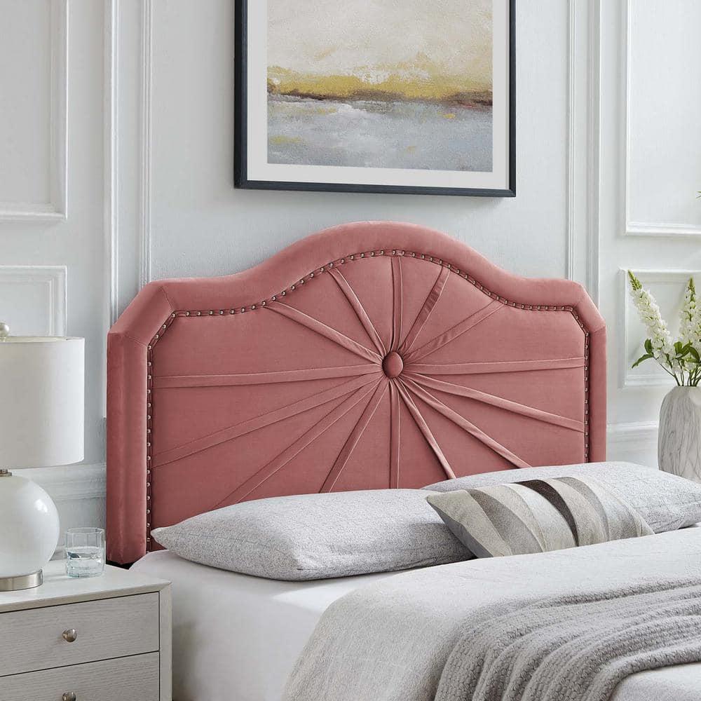 Modway Kristin Pleated Velvet King/California King Headboard in Dusty Rose