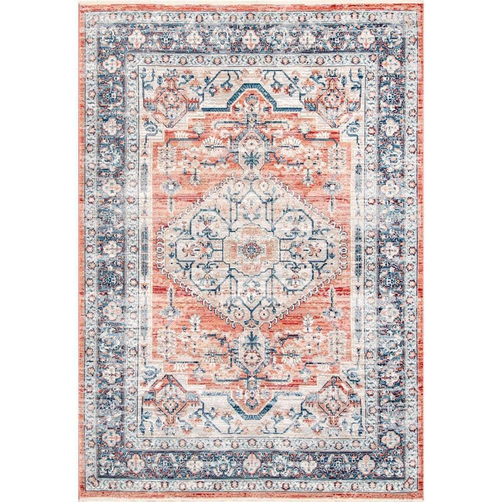 Nuloom Zara Medallion 3x5 Accent Indoor Area Rug for Living Room Bedroom Dining Room Entryway Kitchen, Rust/Blue