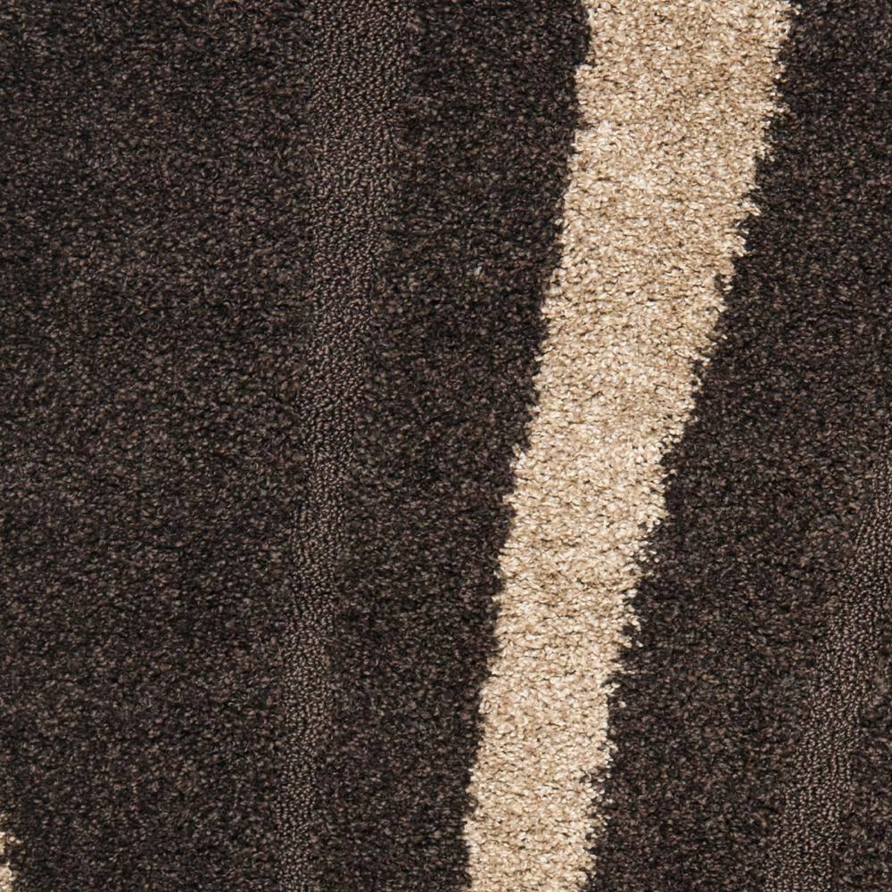 Florida Shag SG451 Power Loomed Indoor Area Rug - Dark Brown/Beige - 6'x9' - Safavieh