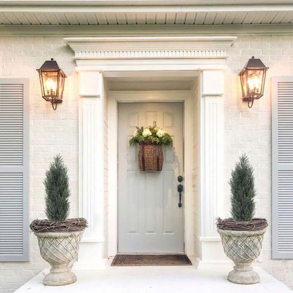 Poetree 2 Pack 3 ft Cedar Plants Outdoor Artificial Topiary Fake Tree UV Resistant Potted Tree for Porch Decor Faux Pine Tree