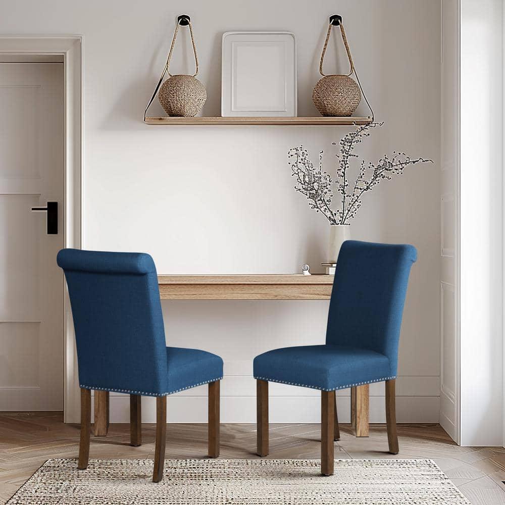510 Design Aubrey Upholstered Dining Chairs with Silver Nailhead Trim - Set of 2 - Natural (Set of 2)