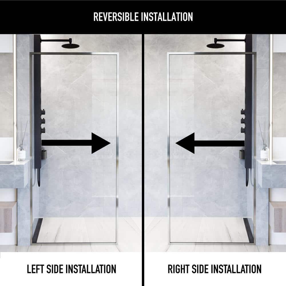 Meridian 34" W x 74" H Fixed Framed Shower Screen with 3/8" Glass
