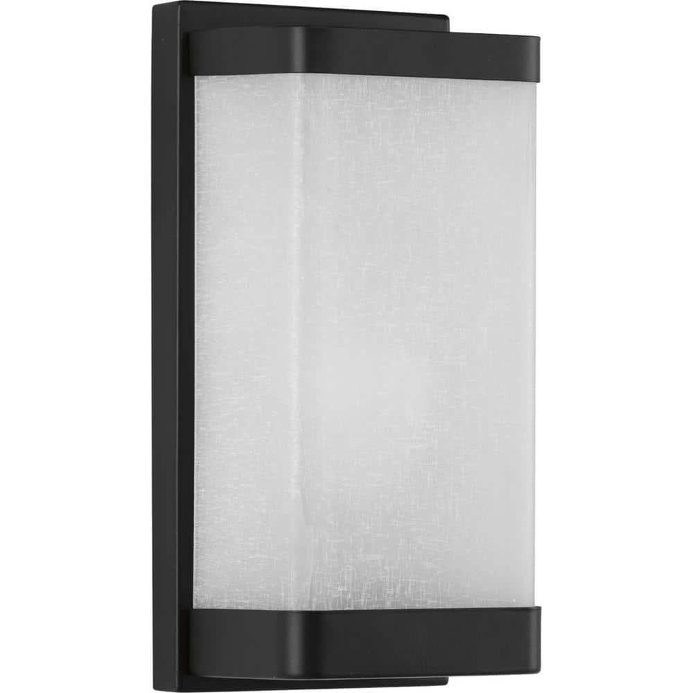 Progress Lighting Linen Glass Sconce, 1-Light Wall Light, Black Finish, Etched Glass Shade