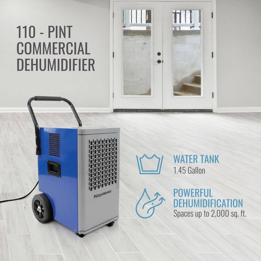 Keystone 110 Pints Commercial Dehumidifier for Rooms up to 2000 Sq. Ft.
