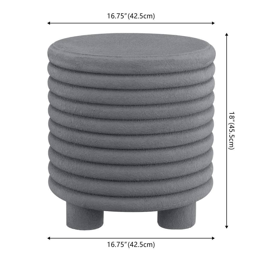 Evans 18" Minimalist Modern 3-Legged Drum Accent Table, Gray Frosted - JONATHAN Y