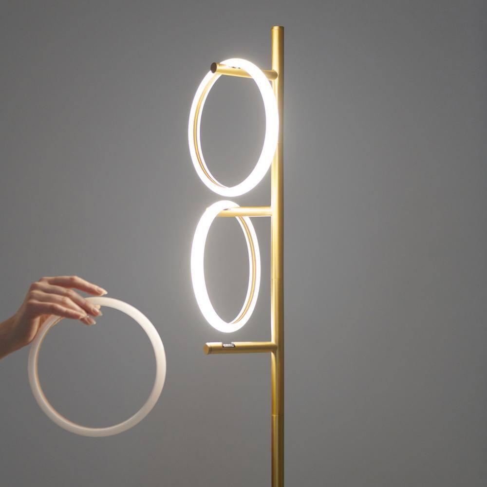 Brightech Saturn 66" Modern LED Floor Lamp with 3 Removable Ring Lights and Gold Finish, 3-Way Dimming