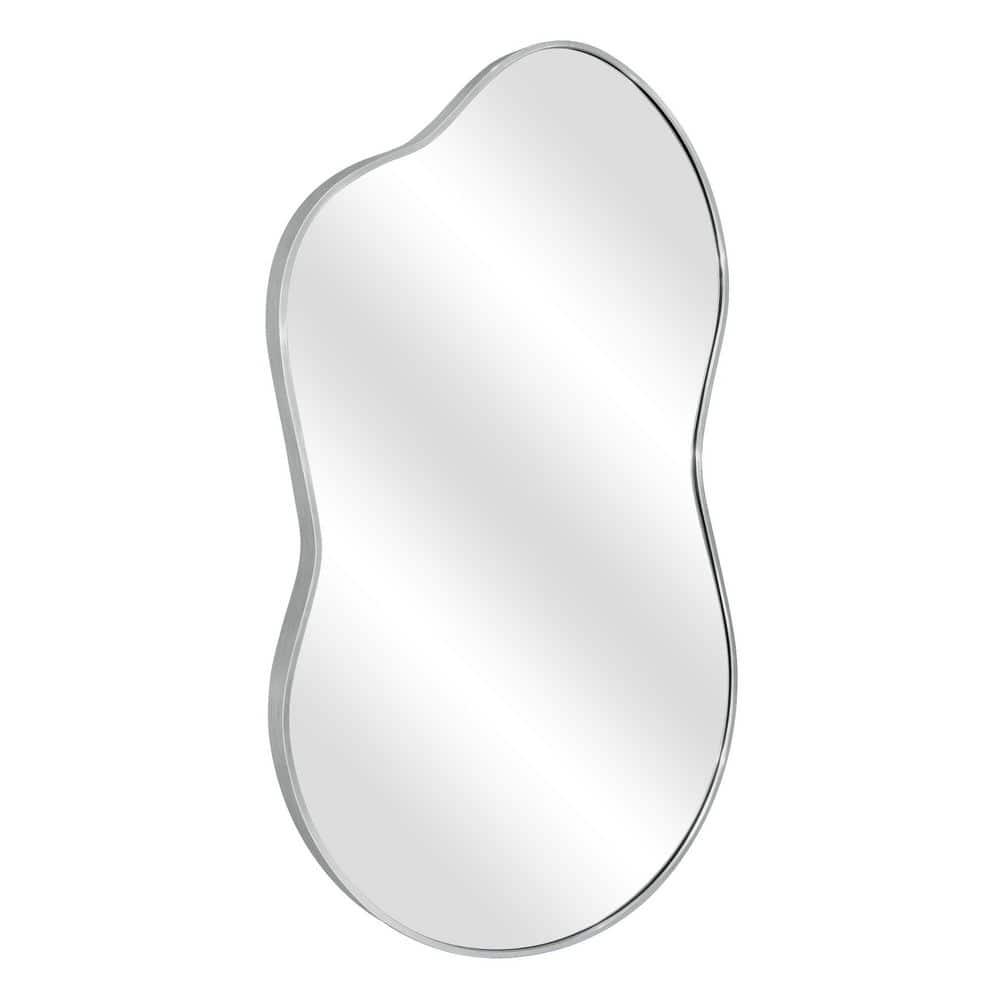 36 in. W. x 20 in. H Irregular Silver Aluminum Alloy Framed Wall Mirror Asymmetrical Wall Mirror