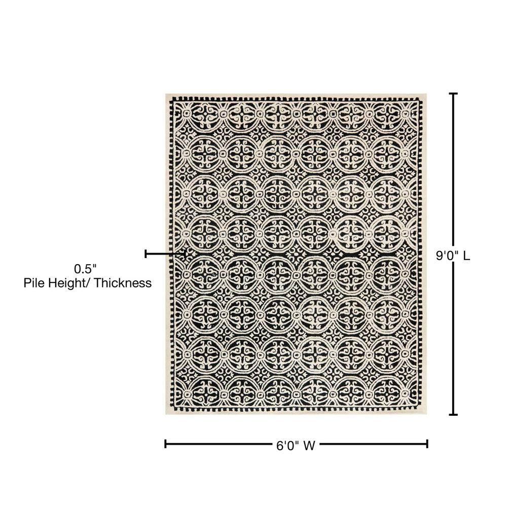 SAFAVIEH Cambridge Leslie Geometric Wool Area Rug, Black/Ivory, 6' x 9'