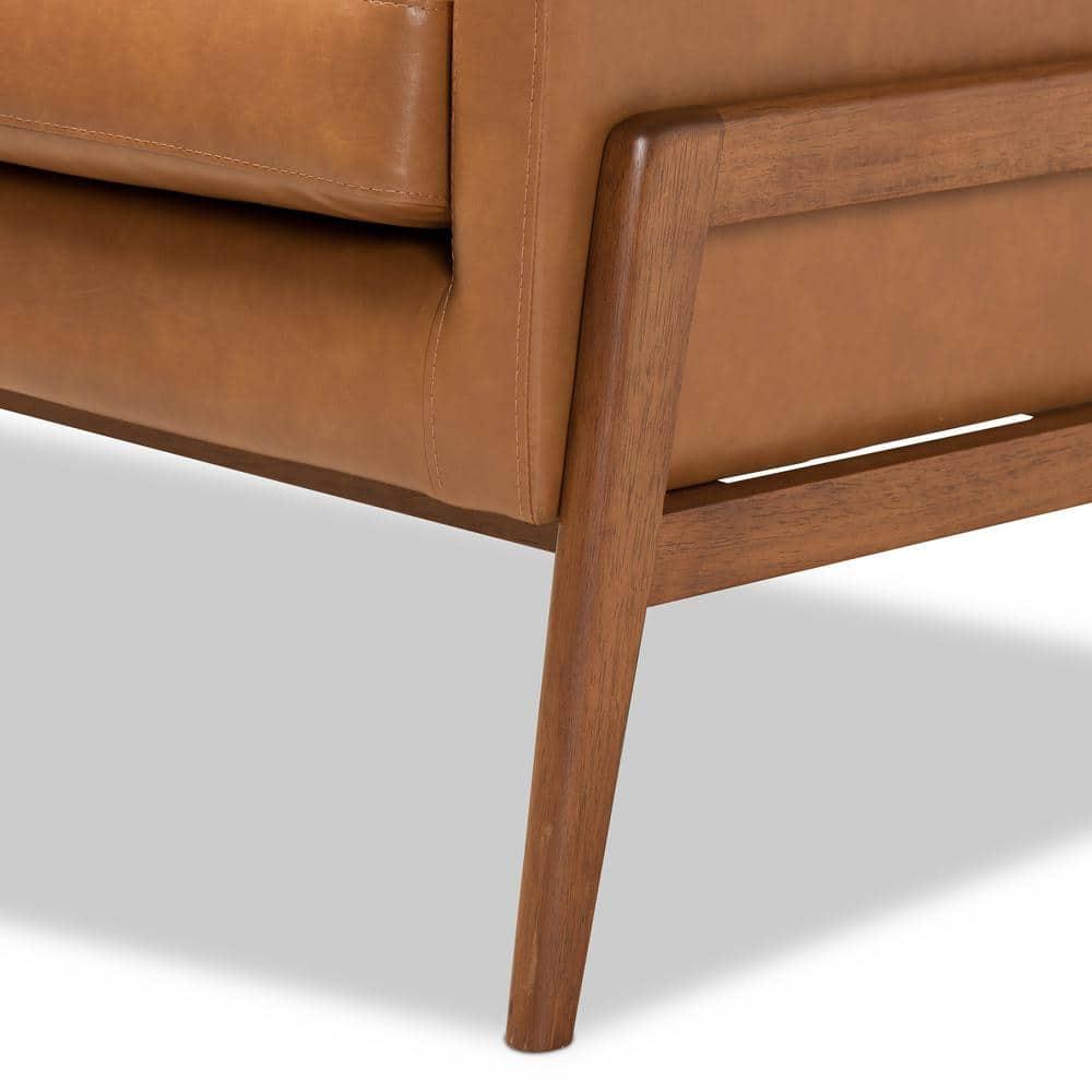 Perris Mid-Century Faux Leather Upholstered Wood Lounge Chair Walnut/Brown - Baxton Studio: Indoor Elegant Comfort