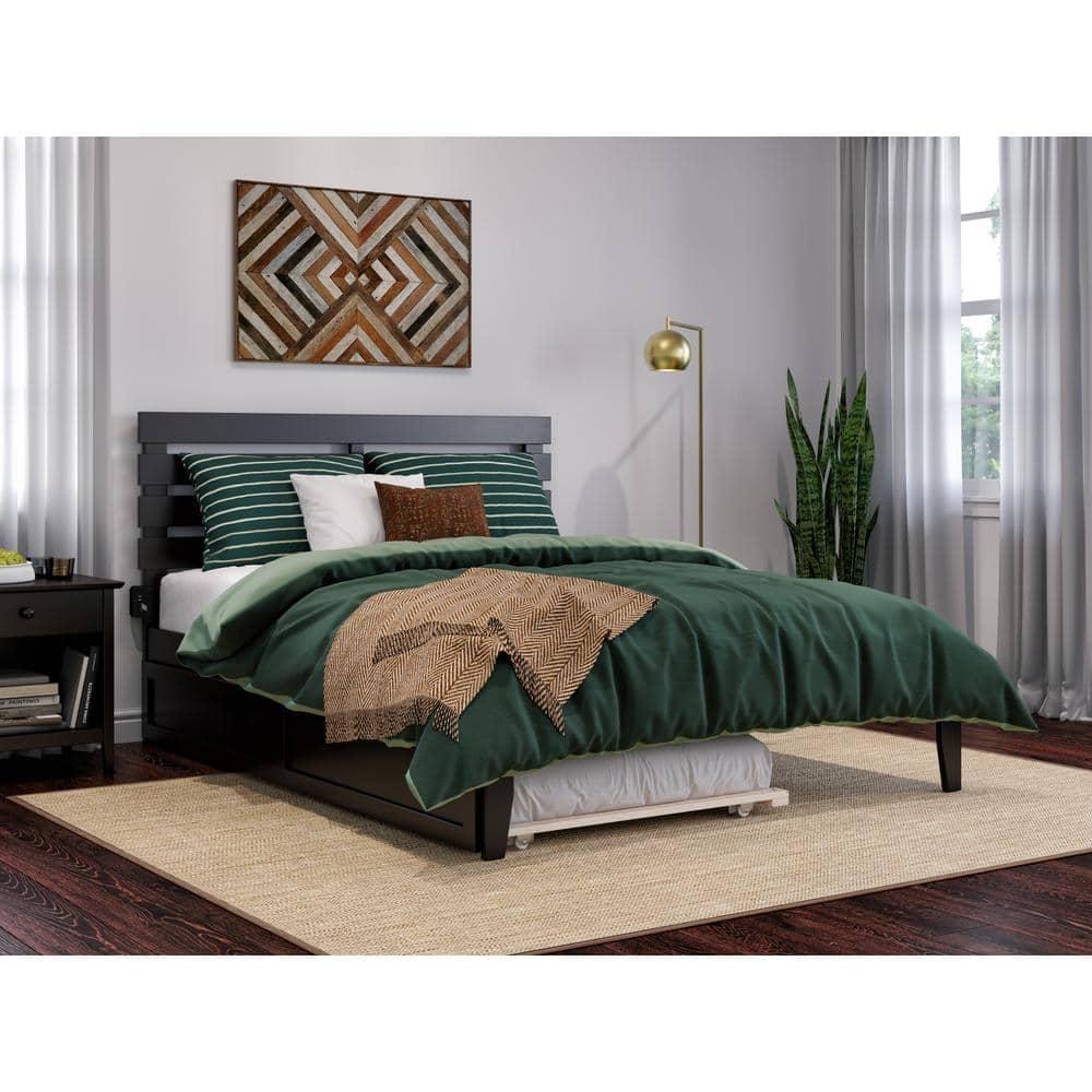 Queen Oxford Bed with Twin XL Trundle Espresso - AFI: Solid Hardwood, No Box Spring Required