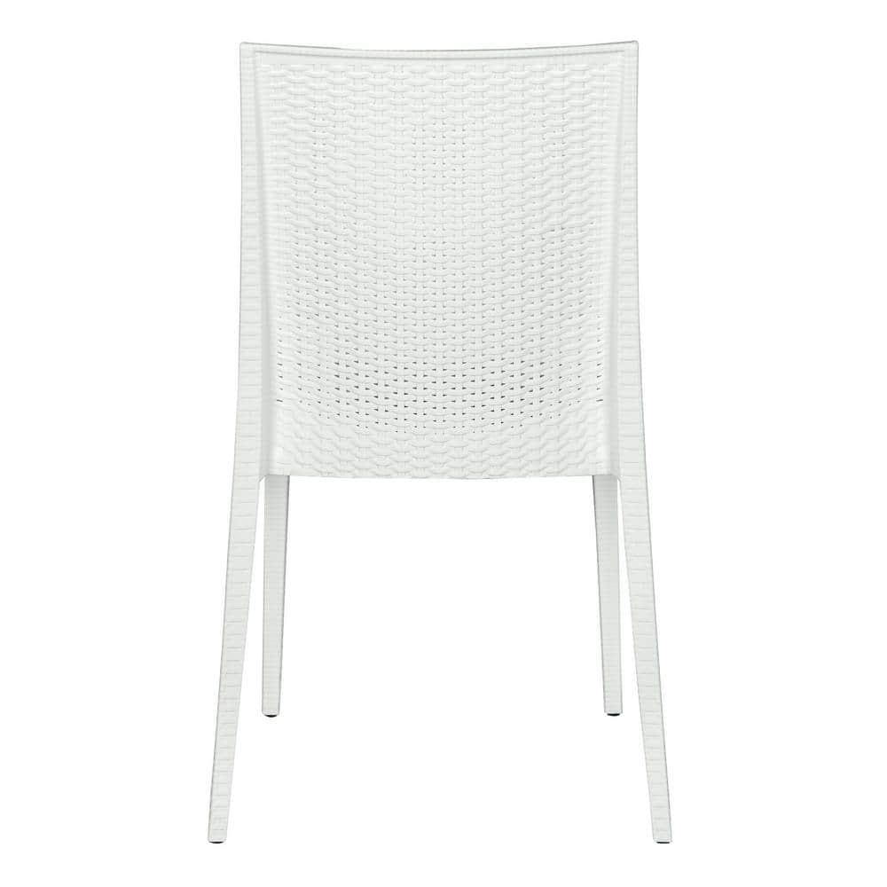 Weave Mace Indoor Outdoor Dining Chair (Armless), Set Of 4 - White