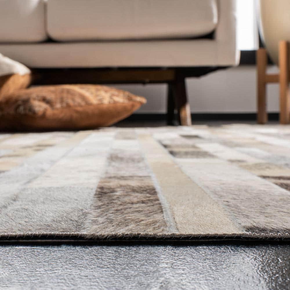 Fazeley Studio Leather Hand Woven Leather Geometric Rug