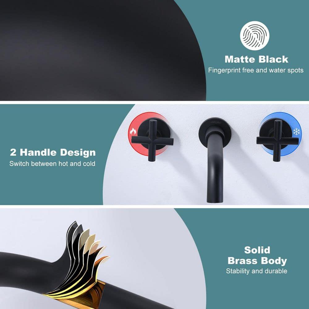 2-Handle 3-Hole Wall Mounted Roman Tub Faucet With 360° Swivel Spout