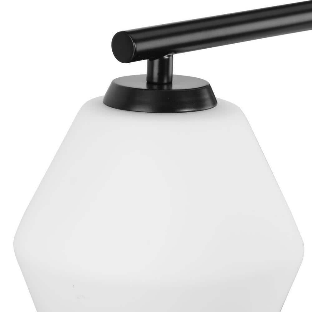 Progress Lighting Copeland 4-Light Vanity Light, Matte Black, Opal Glass Shades