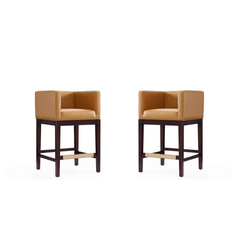 Set of 2 Kingsley Upholstered Beech Wood Counter Height Barstools - Manhattan Comfort