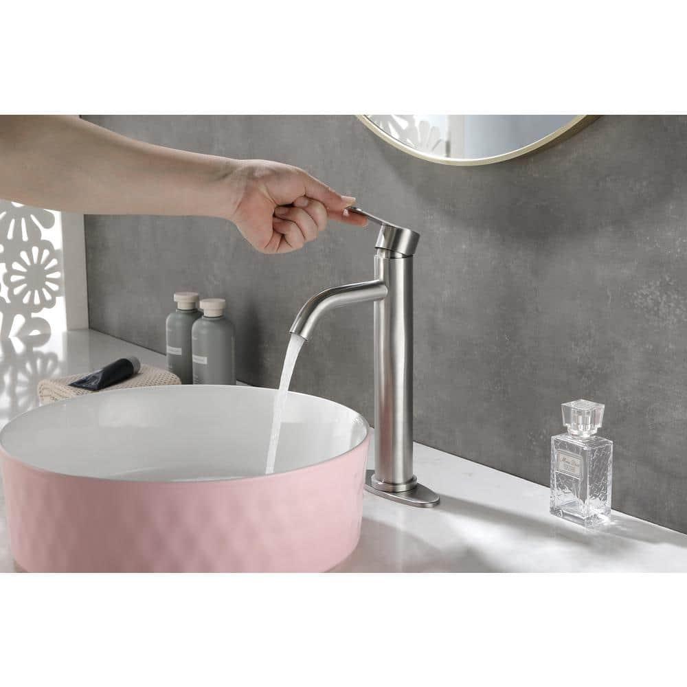 Bathroom Sink Vanity Faucet Single Handle Brushed Nickel Modern RV Faucet Deck Mount 1 Hole or 3 Holes