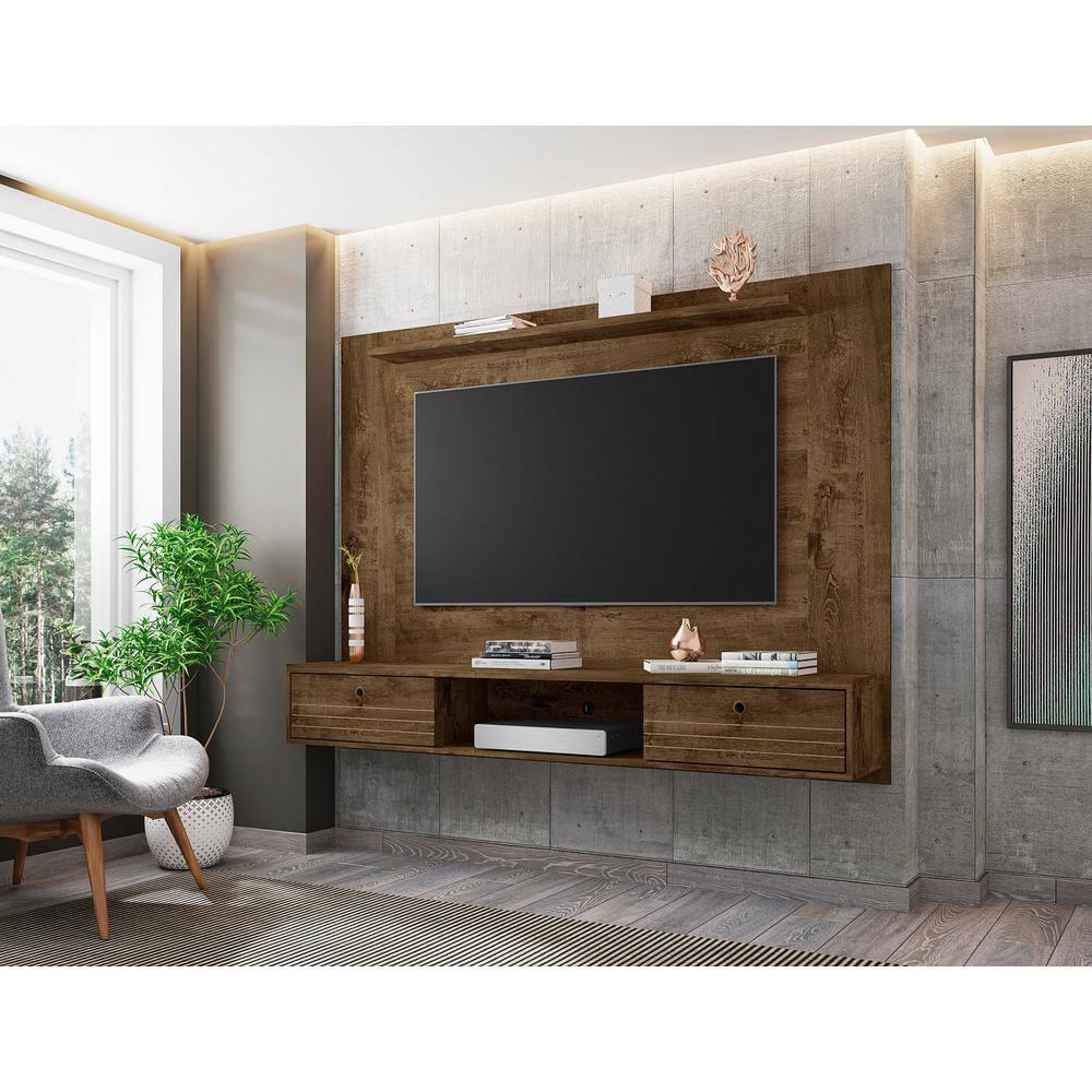 Manhattan Comfort Liberty Wood Entertainment Center for TVs up to 65", Rustic Brown