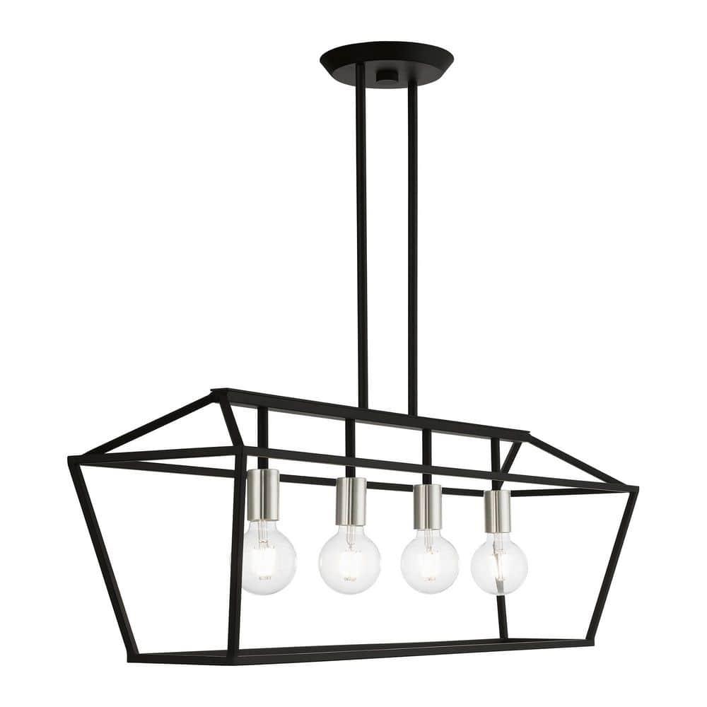Livex Lighting Devone 4 - Light Chandelier in  Black/Brushed Nickel